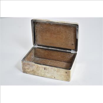 Sterling Silver C P Monogram Cursive Initial Vintage Wood Lined Trinket Box