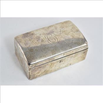 Sterling Silver C P Monogram Cursive Initial Vintage Wood Lined Trinket Box