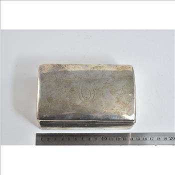 Sterling Silver C P Monogram Cursive Initial Vintage Wood Lined Trinket Box