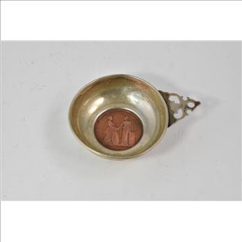 Sterling Silver Cartier 1841 France Railway Copper Medal Baby Porringer