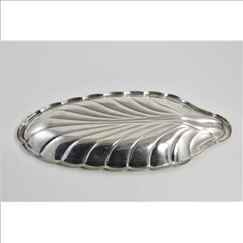 Sterling Silver Cartier American Silver Oblong Leaf Form Dish