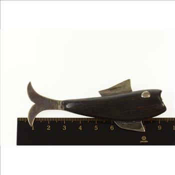 Sterling Silver Carved Wood Antique Fish Bass Fishing Pin/Brooch