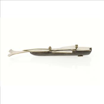 Sterling Silver Carved Wood Antique Fish Bass Fishing Pin/Brooch