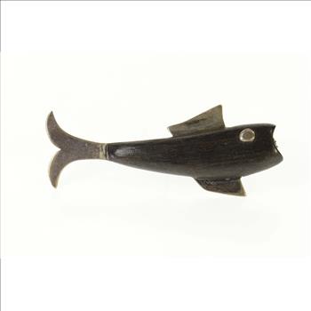 Sterling Silver Carved Wood Antique Fish Bass Fishing Pin/Brooch