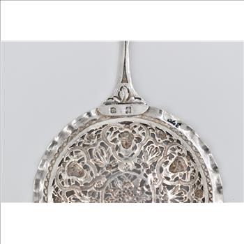 Sterling Silver Chinese Cast Filigree Nut Serving Spoon