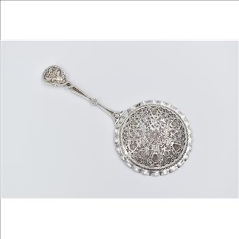 Sterling Silver Chinese Cast Filigree Nut Serving Spoon