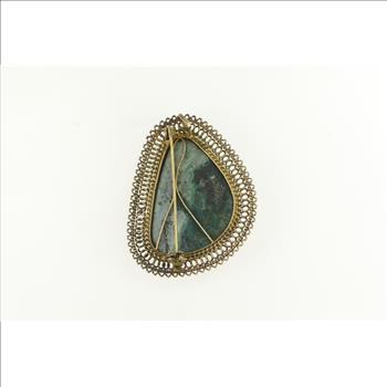 Sterling Silver Chrysocolla Vintage Southwestern Oval Pin/Brooch