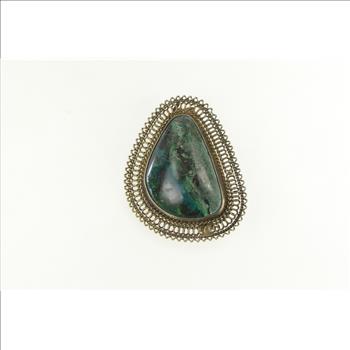 Sterling Silver Chrysocolla Vintage Southwestern Oval Pin/Brooch