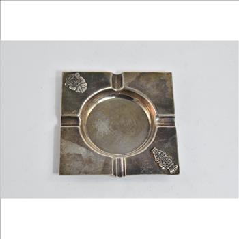 Sterling Silver Columbian Mayan Motif Square Ashtray Vintage