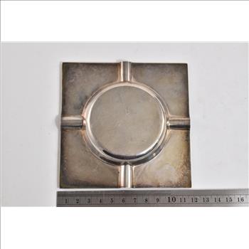 Sterling Silver Columbian Mayan Motif Square Ashtray Vintage