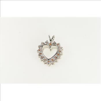 Sterling Silver Cubic Zirconia Garnet Heart Love Reversible Pendant