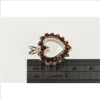 Sterling Silver Cubic Zirconia Garnet Heart Love Reversible Pendant