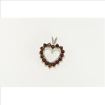 Sterling Silver Cubic Zirconia Garnet Heart Love Reversible Pendant