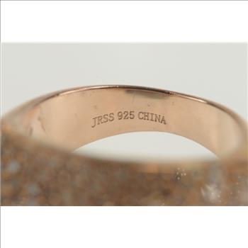 Sterling Silver Curved Pave CZ Encrusted Geometric Statement Ring, Size 8