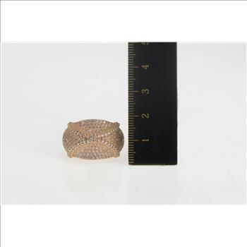 Sterling Silver Curved Pave CZ Encrusted Geometric Statement Ring, Size 8