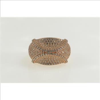 Sterling Silver Curved Pave CZ Encrusted Geometric Statement Ring, Size 8