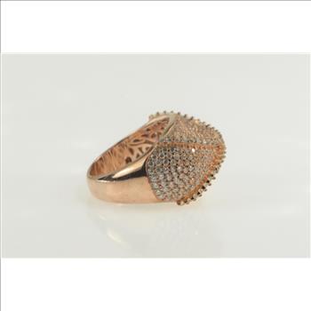 Sterling Silver Curved Pave CZ Encrusted Geometric Statement Ring, Size 8