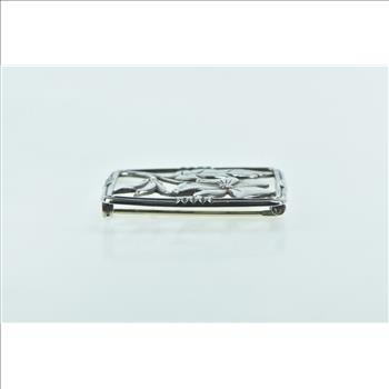Sterling Silver Danecraft Vintage Square Framed Flower Pin/Brooch