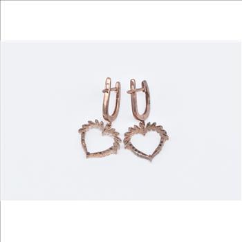 Sterling Silver Diamond Encrusted Heart Dangle Love Symbol Earrings