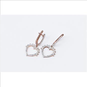 Sterling Silver Diamond Encrusted Heart Dangle Love Symbol Earrings