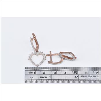 Sterling Silver Diamond Encrusted Heart Dangle Love Symbol Earrings