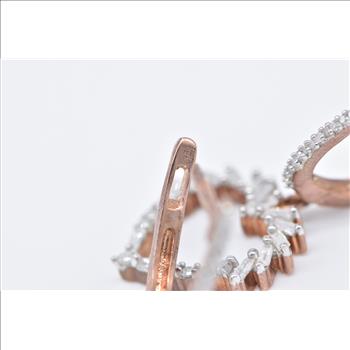 Sterling Silver Diamond Encrusted Heart Dangle Love Symbol Earrings