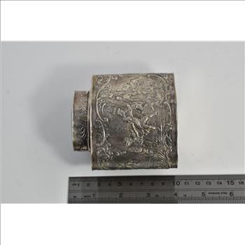 Sterling Silver Dutch Celebration Scene Ornate Tea Caddy