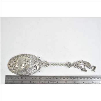 Sterling Silver Dutch Ornate Pierced Baroque Serving Spoon