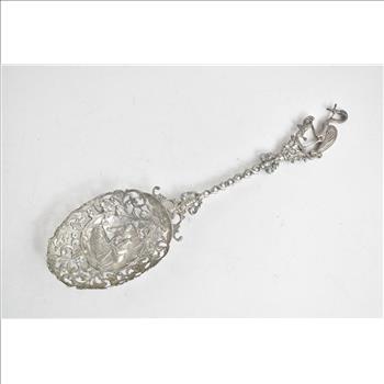 Sterling Silver Dutch Ornate Pierced Baroque Serving Spoon