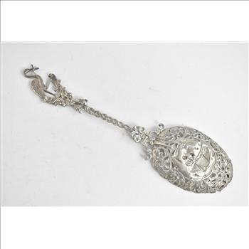 Sterling Silver Dutch Ornate Pierced Baroque Serving Spoon