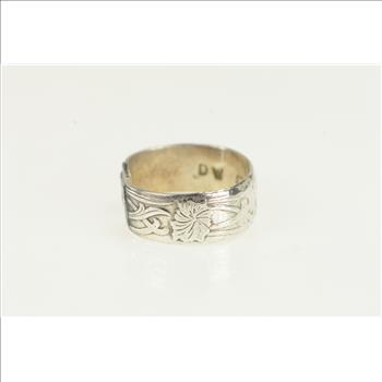 Sterling Silver DW SS Native American Spoon Ring, Size 7.5