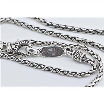 Sterling Silver EFFY Wheat Palma Link Designer 2.5mm Chain Necklace 18
