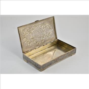 Sterling Silver Egyptian Arabesque Motif Ornate Jewelry Box