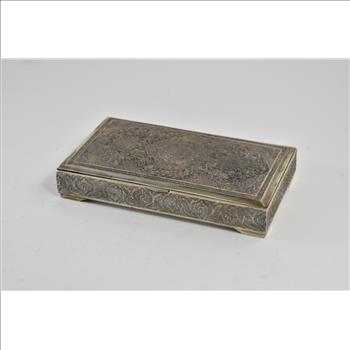 Sterling Silver Egyptian Arabesque Motif Ornate Jewelry Box