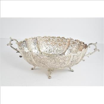 Sterling Silver Elaborate Antique Persian Floral Sparrow Bowl