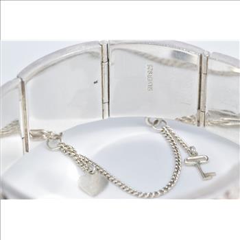 Sterling Silver Elaborate Chinese Filigree Hinged Bangle Bracelet 6.5