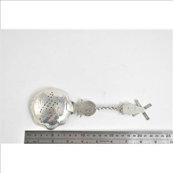 Sterling Silver Elaborate Dutch Village Scene Articulated Wind Mill Spoon