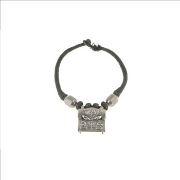 Sterling Silver Elaborate Floral Bird Tibetan Medallion Rope Necklace 18.5