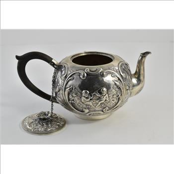 Sterling Silver Elaborate Rococo Repousse Tea Pot