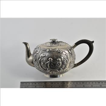 Sterling Silver Elaborate Rococo Repousse Tea Pot