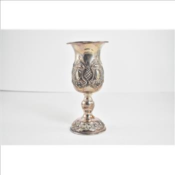 Sterling Silver Elaborate Rococo Wedding Goblet Repousse