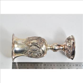 Sterling Silver Elaborate Rococo Wedding Goblet Repousse