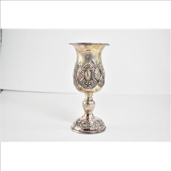 Sterling Silver Elaborate Rococo Wedding Goblet Repousse