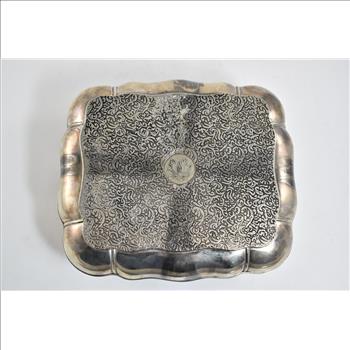 Sterling Silver Elaborate Scroll Work Red Velvet Lined Jewelry Box