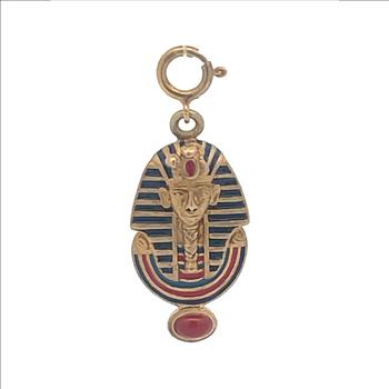 Sterling Silver Enamel Pharaoh Ancient Egyptian King Charm/Pendant