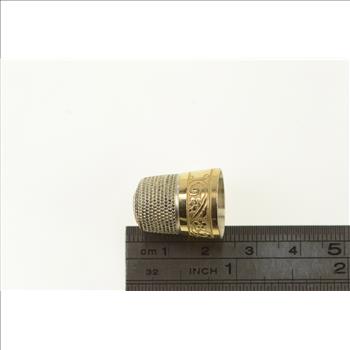 Sterling Silver Engraved Vintage Thimble Sewing Tool