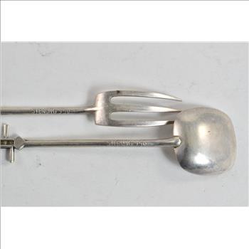 Sterling Silver Erhu Instrument Dessert Spoon & Fork Set (2 pcs)