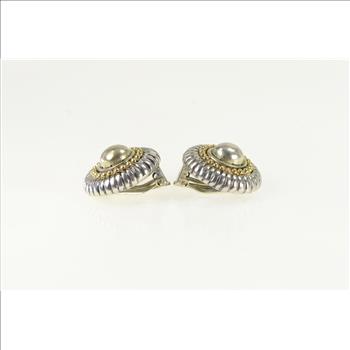 Sterling Silver Flli Menegatti 14k Gold Round Clip Earrings