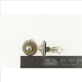 Sterling Silver Flli Menegatti 14k Gold Round Clip Earrings