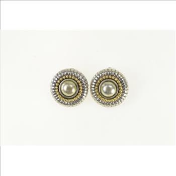 Sterling Silver Flli Menegatti 14k Gold Round Clip Earrings